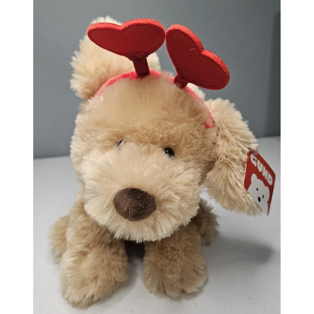 Gund Puppy Dog Heart Plush Tan Valentine's Day Headband Stuffed Toy 9